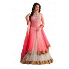 Sky Global Women's Embroidered Georgette Pink Lehenga Choli (Lehnga_145_Free Size_Pink)